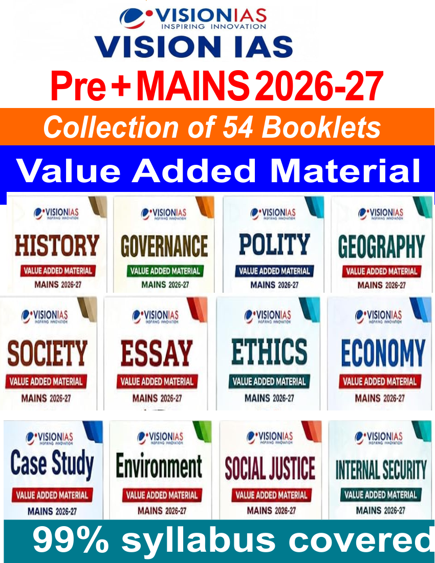 Vision IAS Study Material 2026-2027 (UPSC Prelims+Mains)| Collection of 54 Booklets |Medium: English