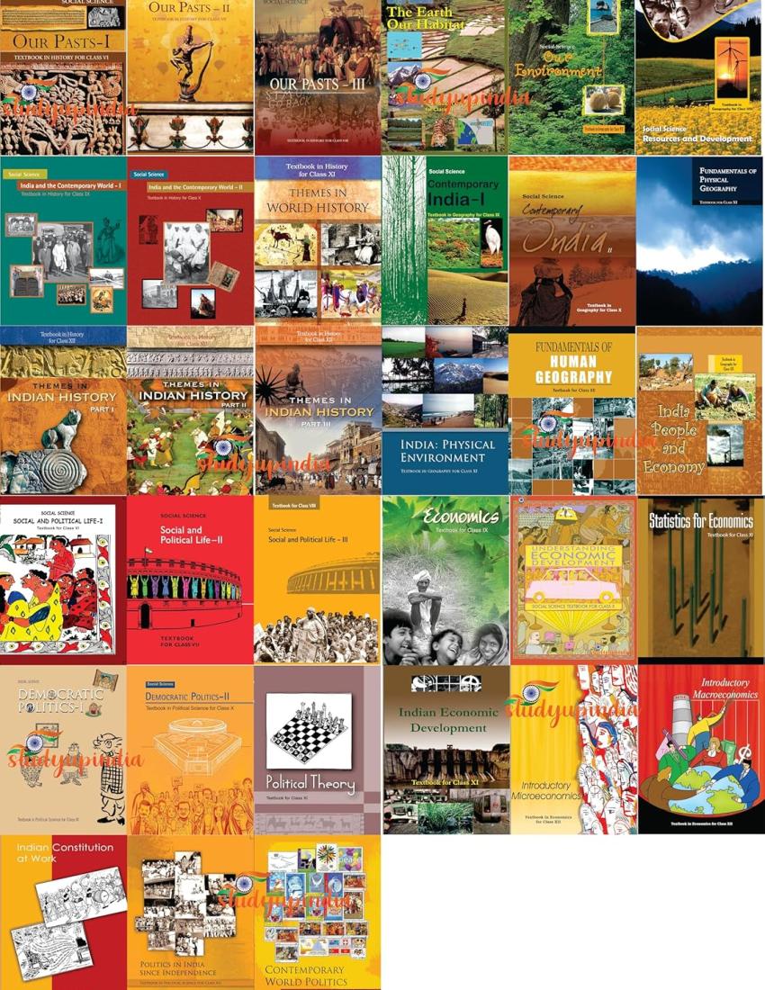 NCERT , CLASS - 6 TO 12 BOOK SET ( HISTORY, GEOGRAPHY , POLITICAL SCIENCE , ECONOMICS ) Edition : 2022