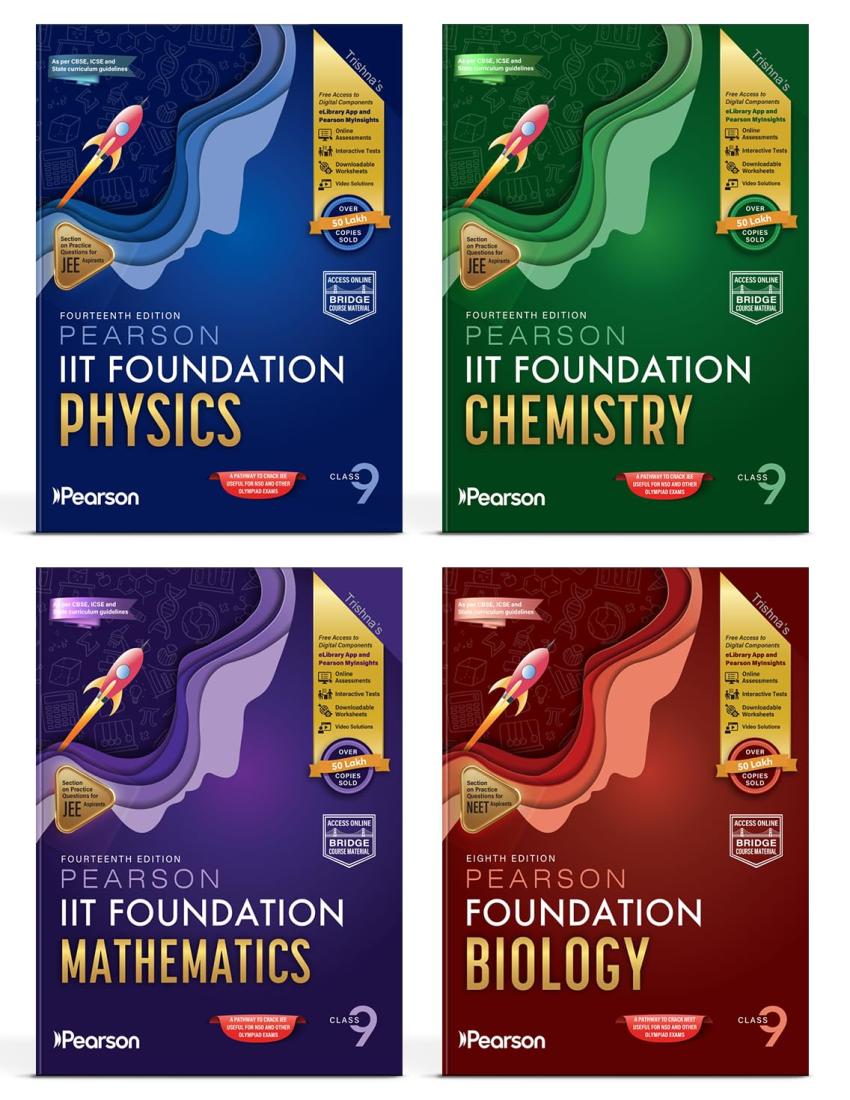 Pearson IIT Foundation Class 9 Physics Chemistry Mathematics Biology|For JEE, NTSE & Olympiad Exams|