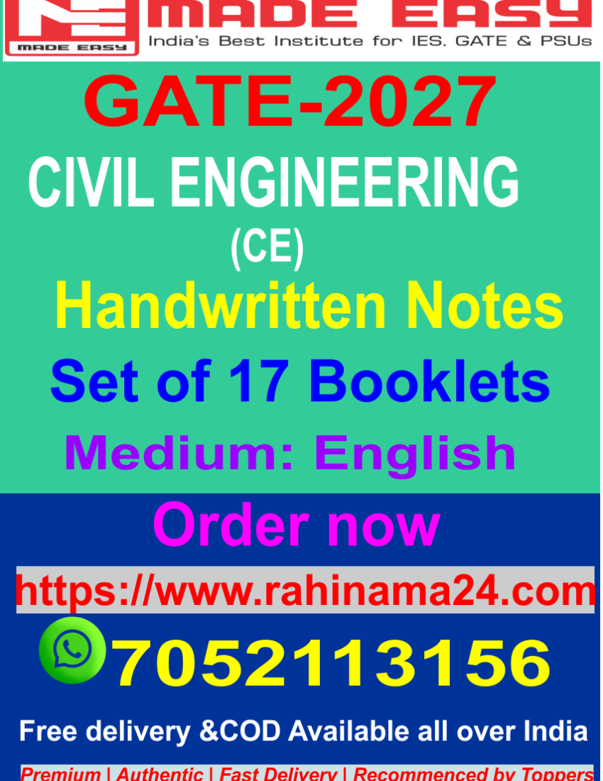 Civil Engineering : Hand Written Notes For ESE GATE PSU Technical Subject Set Of Books 17 Subjects MADE EASY