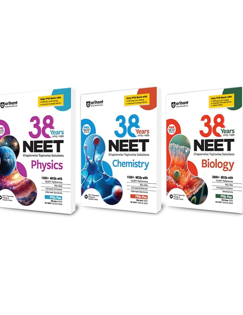 Arihant 38 Years NEET Physics, Chemistry, Biology Chapterwise Topicwise Solved Papers (2025–1988) For Exam 2026-2027 | 1500+ MCQs