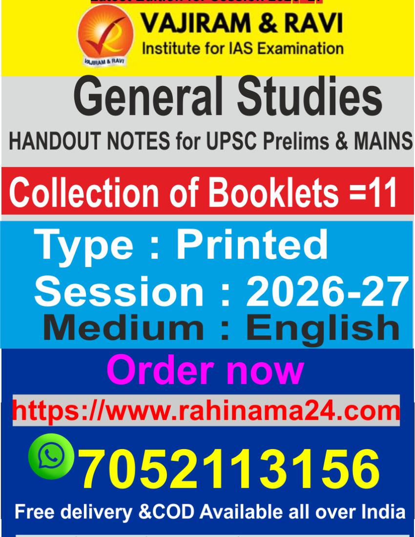 VAJIRAM & RAVI HANDOUT NOTES | 11 Bookletss | Medium- English