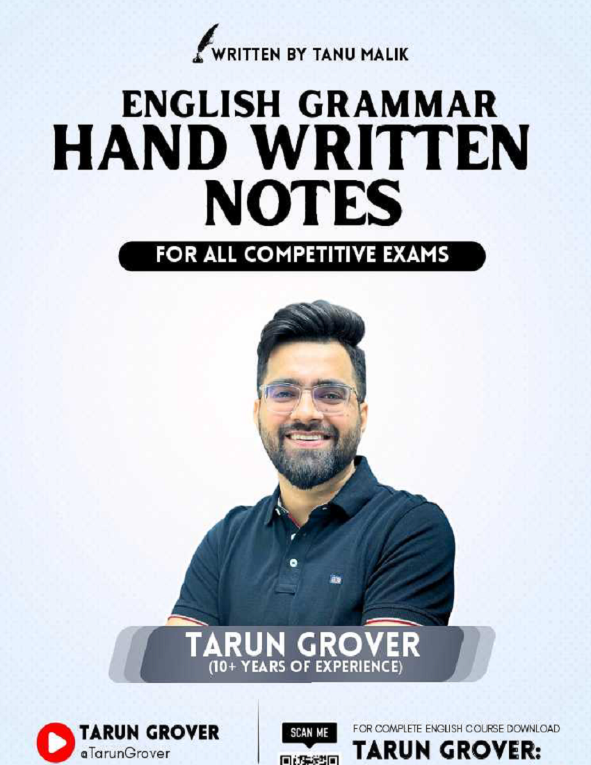 English Grammar by Tarun Sir | Handwritten Notes