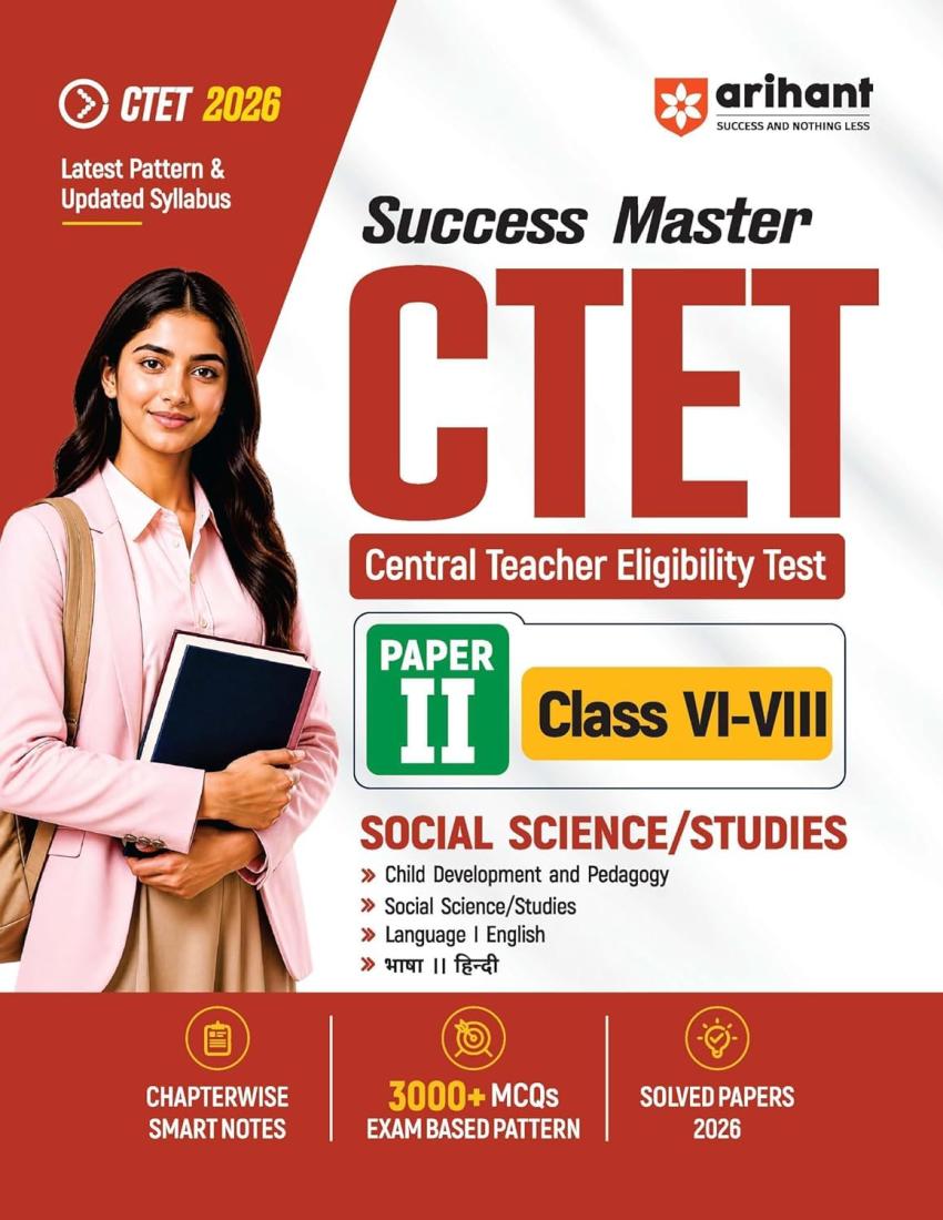 Arihant CTET 2026 Paper 2 Social Science and Studies Junior Level Exam Guide Success Master English Medium Solved Papers 2026 Chapterwise Smart Notes 3000+ mcqs