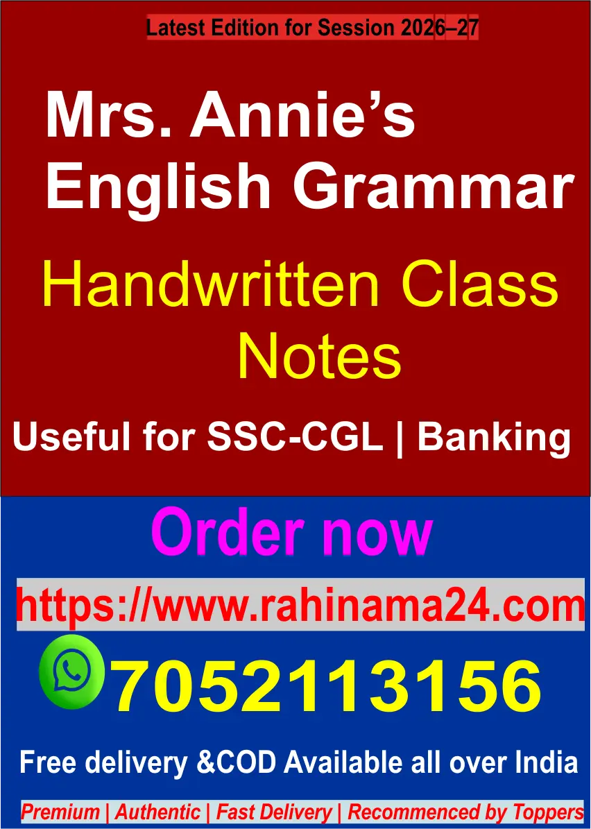 Mrs. Annie's Diction English Vocabulary and Grammar for SSC-CGL