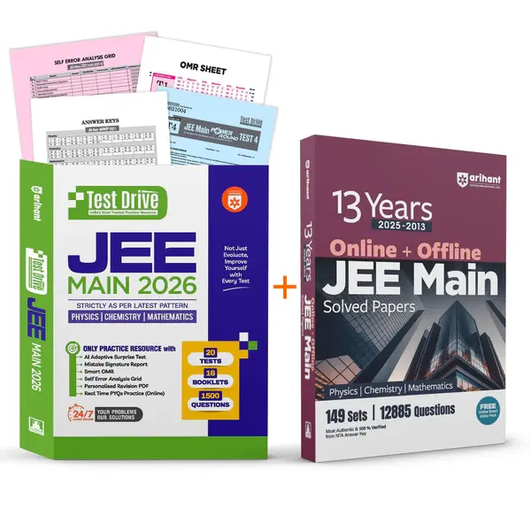 Combo of JEE Main Test Drive + 13 Year Solved Paper (2025-13) Exam 2026 | Physics, Chemistry & Maths | English Medium