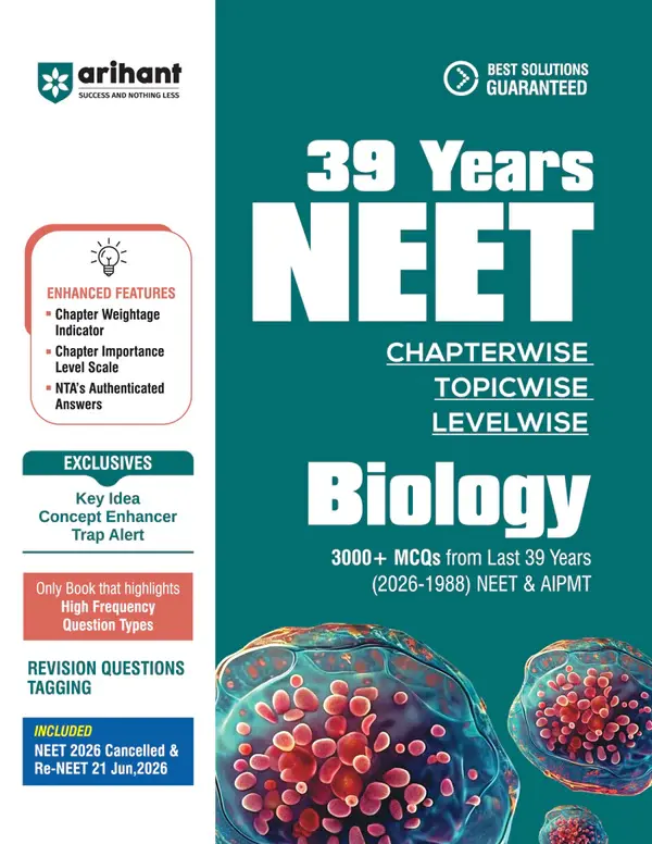 NEET Biology 2027 | 39 Years' Chapterwise, Topicwise & Levelwise PYQs (2026–1988) | 1800+ NEET & AIPMT Previous Year Questions with NTA Authenticated Solutions, Key Ideas & Re-NEET 2026 Paper
