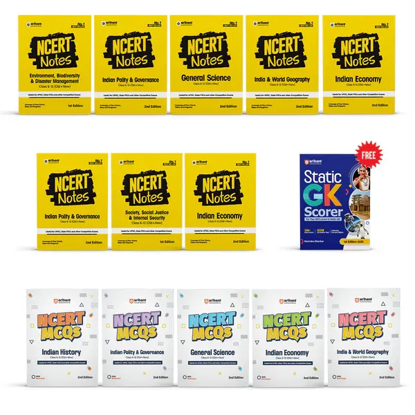 Combo of NCERT Notes & MCQs (Class 6-12) | General Sci., In. & World Geo, In. Economy, In. History, In. polity, W. Histroy