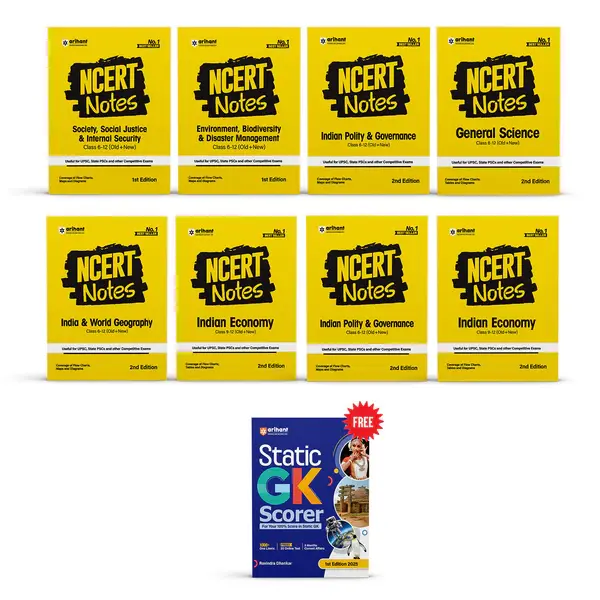 Combo of NCERT Notes & MCQs (Class 6-12) | General Sci., In. & World Geo, In. Economy, In. History, In. polity
