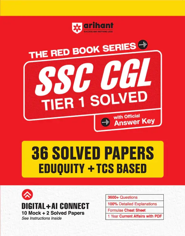 SSC CGL (Tier 1) Exam 2026 | 36 Solved Papers (Eduquity + TCS Based) | 3600+ Questions, Official Answer Key, Detailed Solutions with FREE Current Affairs PDF