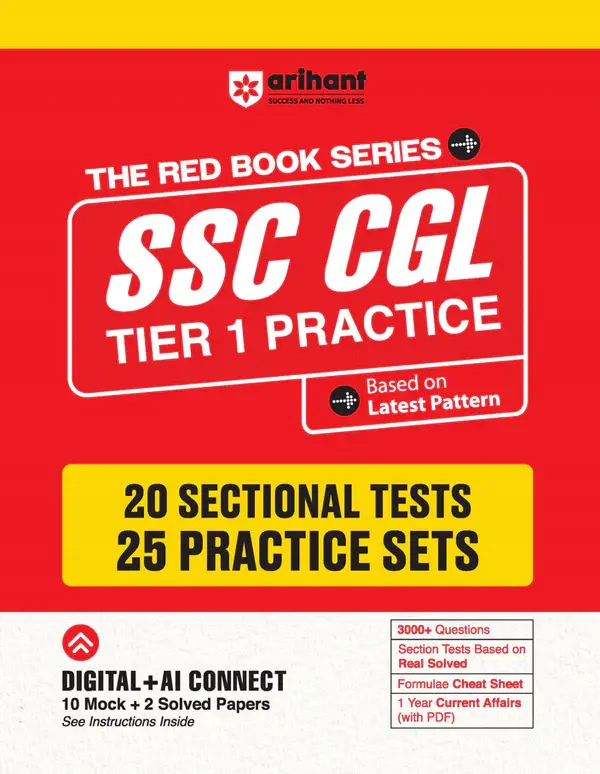 SSC CGL Tier-1 2026 Practice Book | 20 Sectional Tests & 25 Practice Sets | 3000+ Questions & Cheat Sheet | Digital + AI Connected 10 Mock Tests + FREE 1 Year Current Affairs