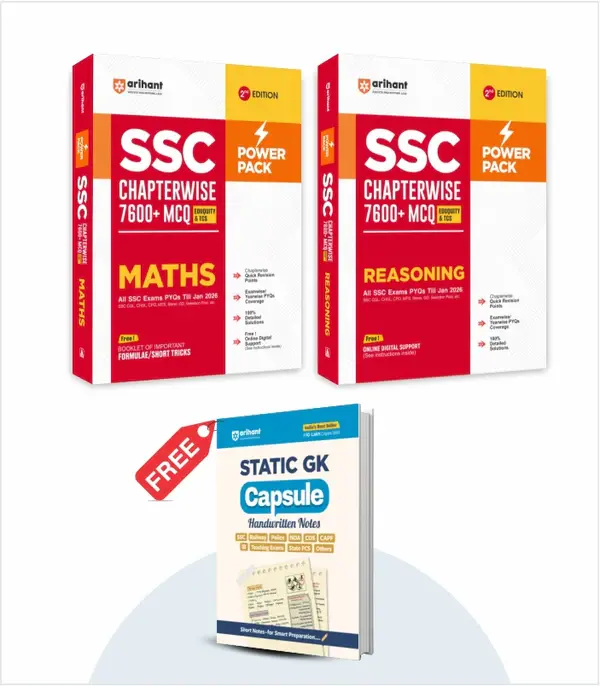 Combo of SSC Chapterwise MCQs | Maths, Reasoning | With Free Static GK Capsule Handwritten Notes | English Medium