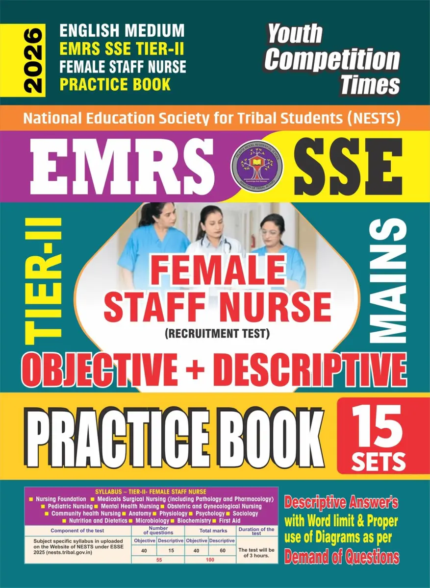 English Medium_EMRS SSE TIER-II Female Staff Nurse (Objective+Descriptive) Practice Book (15 Sets) 2026