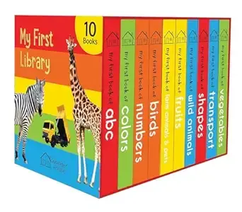 My First Library: Boxset of 10 Board Books for Kids (Pack 1) | Includes ABC, Numbers, Shapes, Colors, Wild Animals, Farm Animals & Pets, Birds, Fruits, Vegetables & Transport