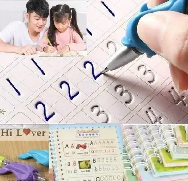 New Magic Practice Book For Kids, Numbers, Drawing, Math, Alphabet, Math For Preschoolers With Pen (4 Books + 10 Refills) (Spiral, Lunavisor)