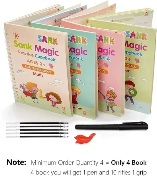 Manoj Publications Magic Practice Book  - Copybook for Kids | Reusable Writing Practice Set of 4 | Preschool Learning Workbook (Age 2–6) with 1 Disc (English, Hardcover, unknown)