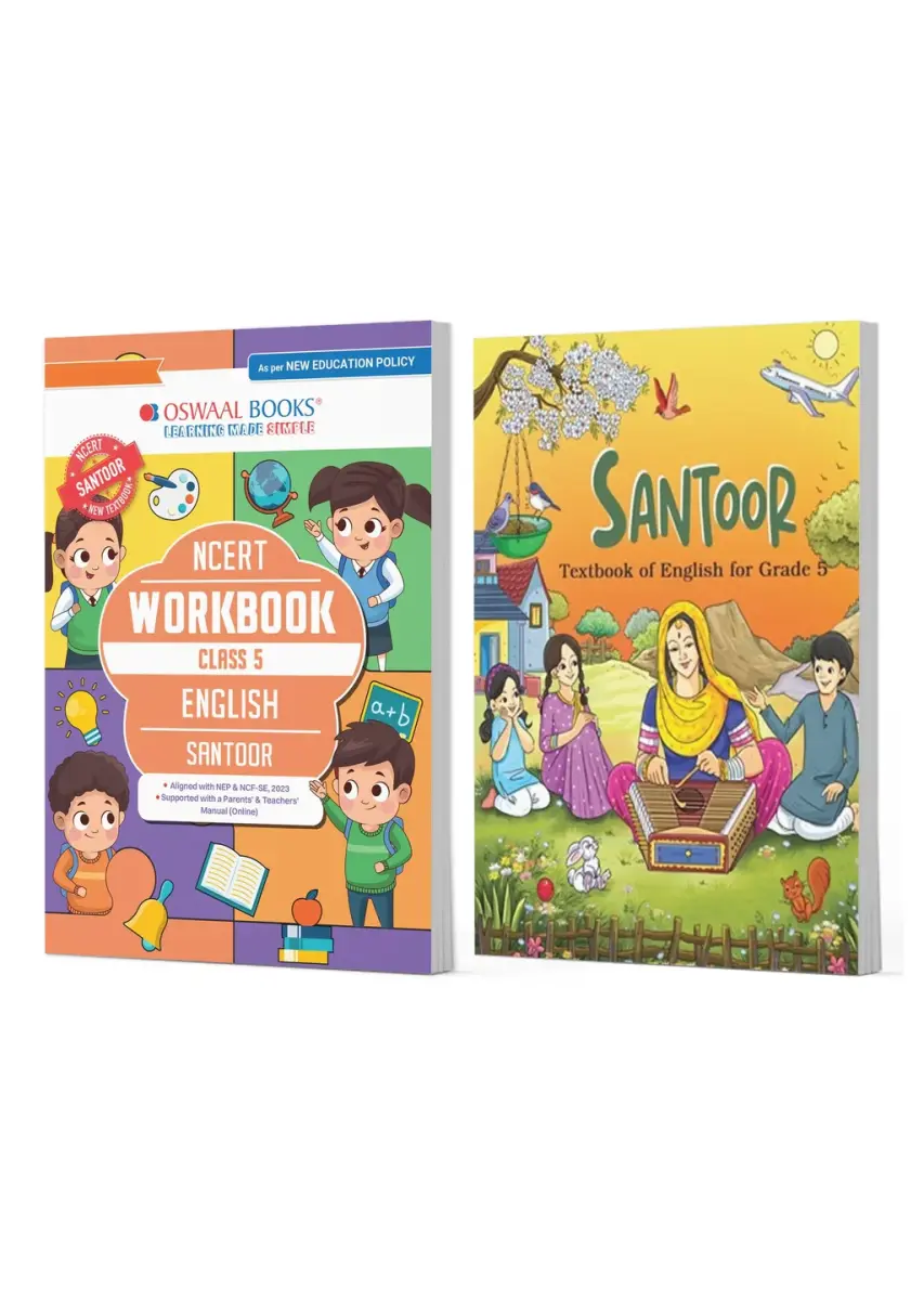 NCERT English Santoor Textbook and Workbook For Class 5 | Updated NCERT Pattern | Includes Mind Maps & Revision notes | Teachers Manual (Set of 2 Books)