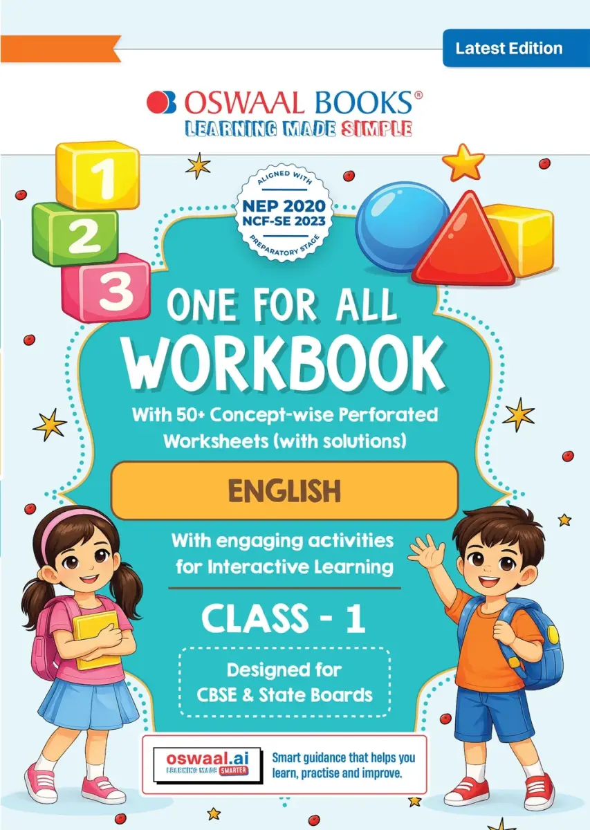 One for All Workbook Class 1 English | 50+ Concept-wise Perforated Worksheets | Based on NCERT Mridang