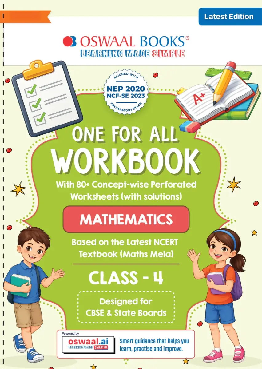 One for All Workbook Class 4 Mathematics | 80+ Concept-wise Perforated Worksheets | Based on NCERT Maths Mela