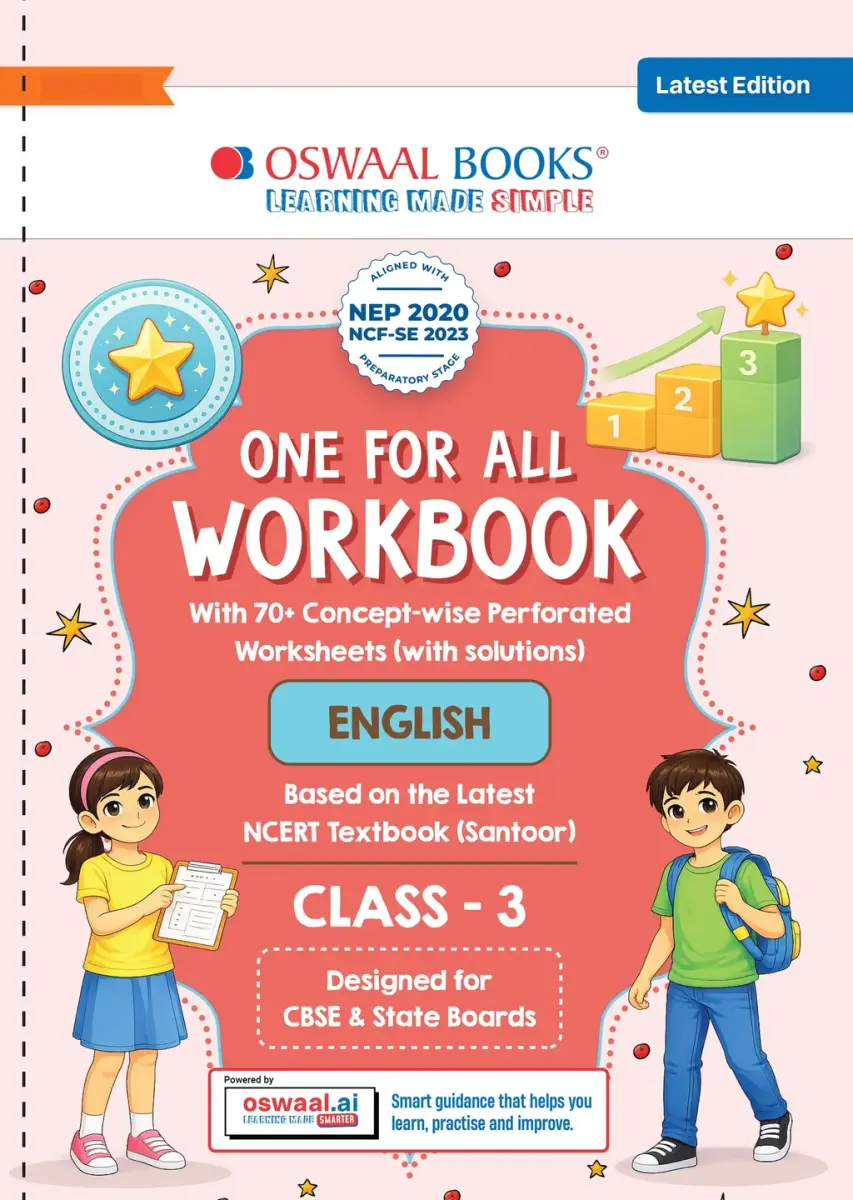 One for All Workbook Class 3 English | 70+ Concept-wise Perforated Worksheets | Based on NCERT Santoor