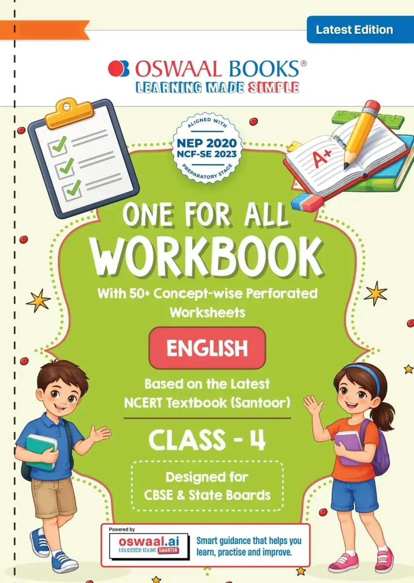 One for All Workbook Class 4 English | 50+ Concept-wise Perforated Worksheets | Based on NCERT Santoor