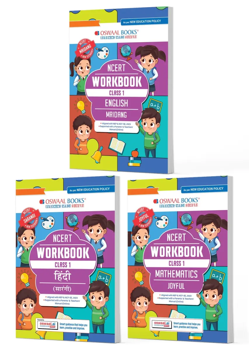 Workbook Based on NCERT Textbook English, Hindi & Mathematics (Set of 3 Books) Class 1