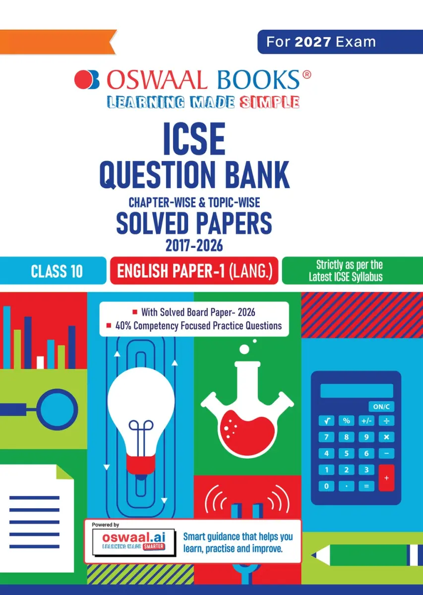 Class 10 ICSE Question Bank English Paper 1 (Language)(2017-2026) | For 2027 Exam Chapter-wise & Topic-wise with Competency Based Question