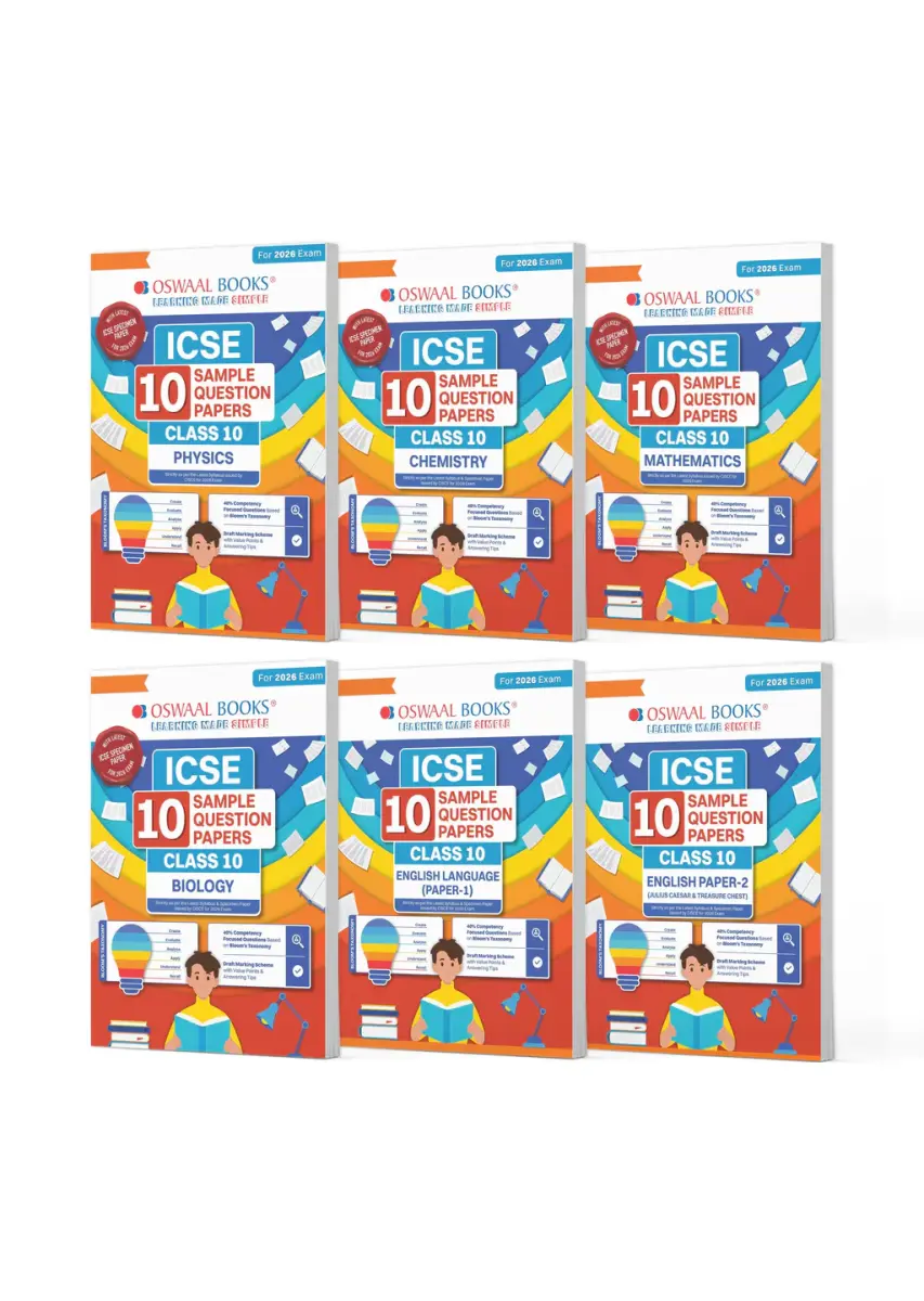 ICSE 10 Sample Question Papers Class 10 (Set of 6 Books) Physics, Chemistry, Biology, Maths, English Paper