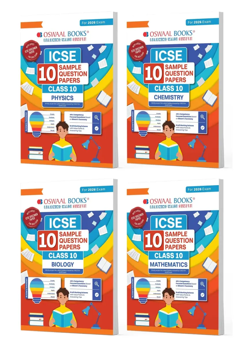 ICSE 10 Sample Question Papers Class 10 Physics, Chemistry, Biology & Maths (Set of 4 Books) For 2026 Exam (Based On The Latest CISCE/ICSE Specimen Paper)