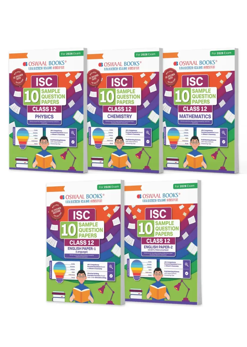 ISC 10 Sample Question Papers Class 12 (Set of 5 Books) Physics, Chemistry, Mathematics, English Paper 1 & 2 For 2026