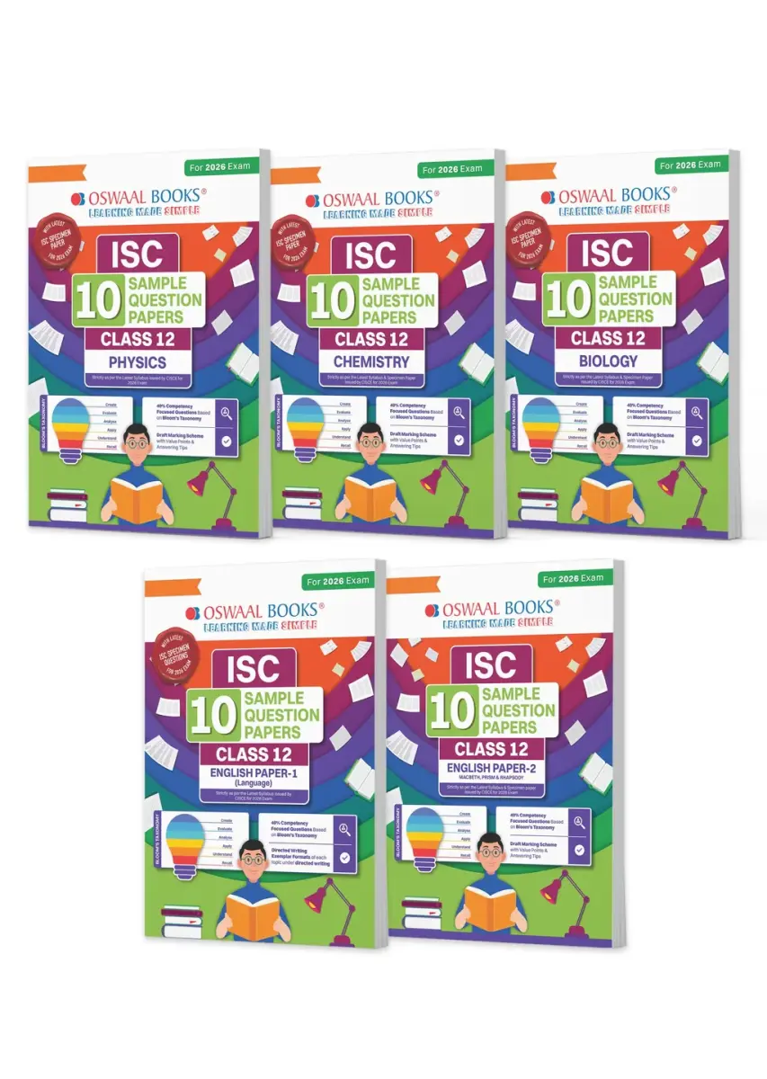 ISC 10 Sample Question Papers Class 12 (Set of 5 Books) Physics, Chemistry, Biology, English Paper 1 & 2 For 2026