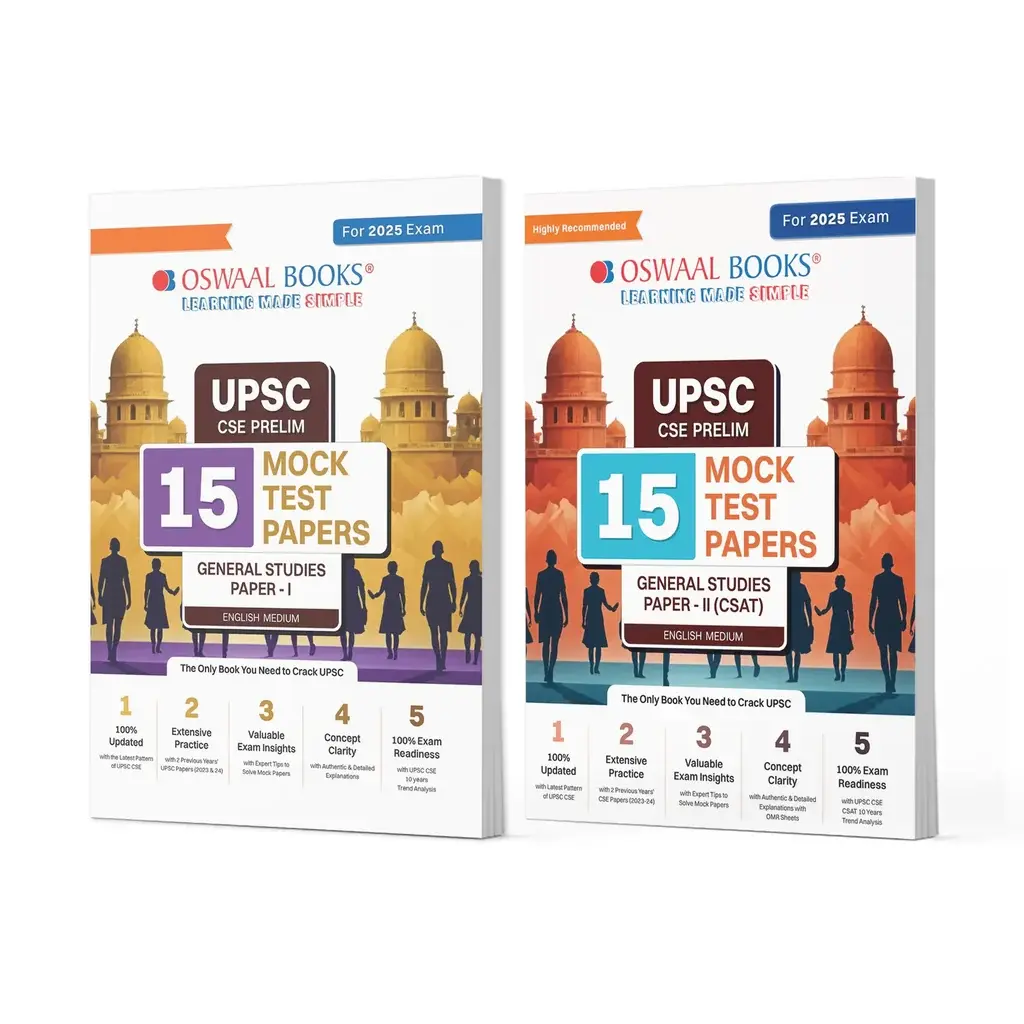 UPSC CSE Prelims 15 Mock Test Papers | Paper 1 & 2 | Set of 2 Books | for 2025