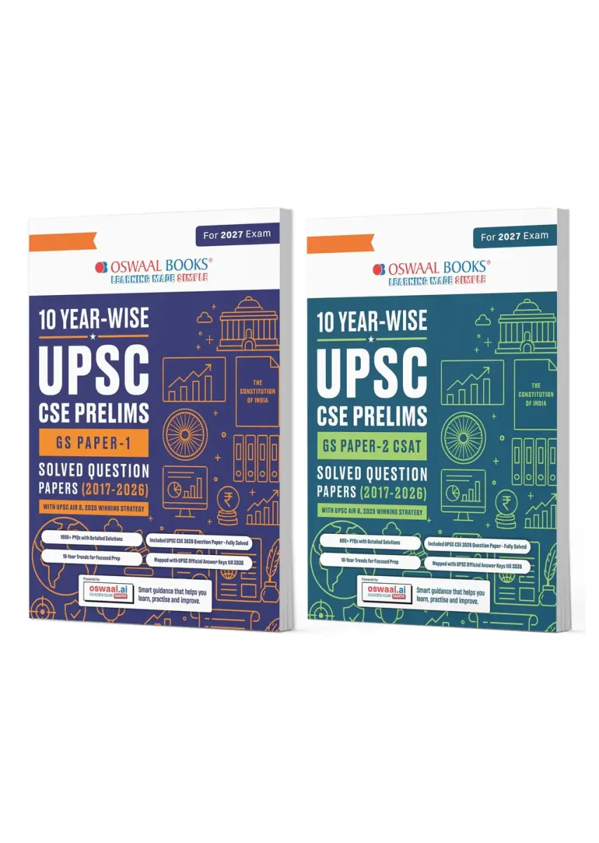 UPSC CSE Prelims 10 Years Solved Papers | GS Paper 1 & 2 (Set of 2 Books) | CSAT | Year-wise 2017-2026