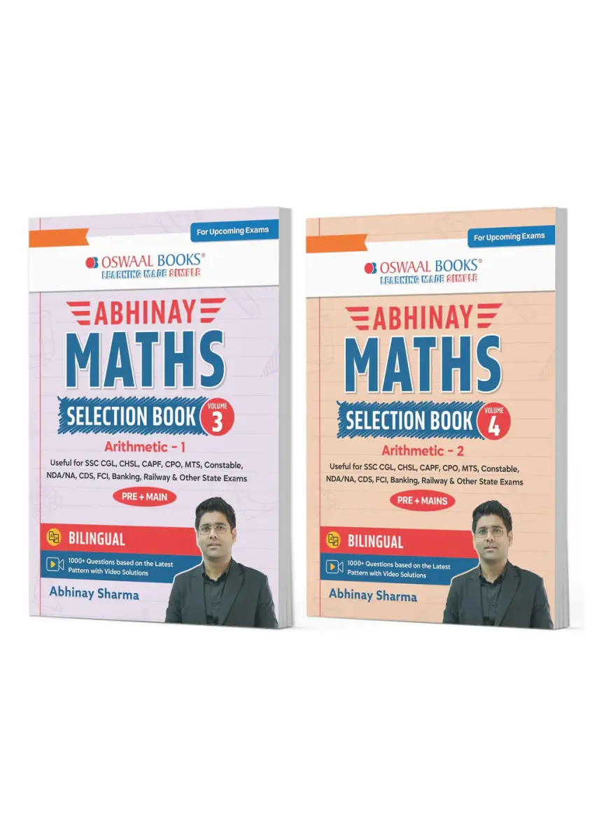 Abhinay Maths Selection Book-Vol. 3 & Vol. 4 (Set of 2 Books) Bilingual Workbook for SSC & All Govt Exam | Concept Based Questions with Video Solutions (For Latest Exam)
