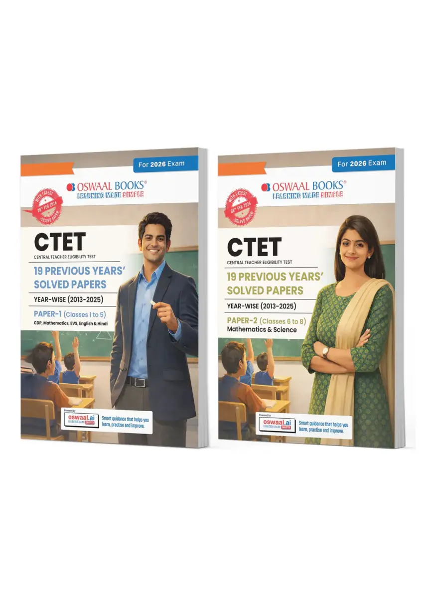 Oswaal CTET 19 Previous Years Solved Papers 2013-2025 | Paper 1 (Classes 1-5) & Paper 2 (Classes 6-8) | English Medium