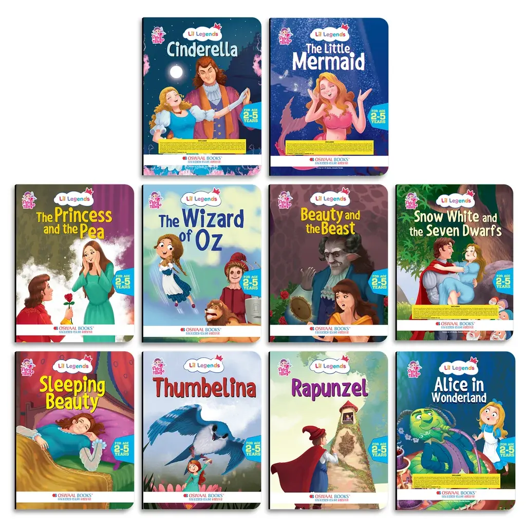 Lil Legends Set of 10 Fairy Tales Gift Box Set for Kids | Cinderella, Snow White, Thumbelina, Little Red Riding Hood and More
