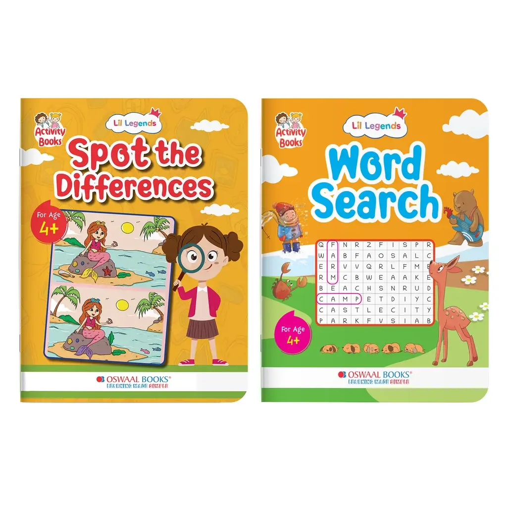 Lil Legends Interactive Learning Activity Book Combo Set of 2 for Kids Age 4+ Years - Spot the Difference & Word Search Puzzles