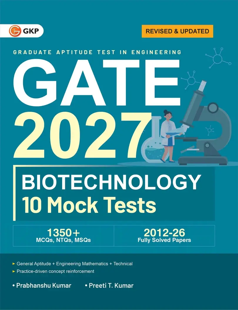 GATE 2027 Biotechnology | 10 Full-Length Mock Tests + Solved Papers 2012-2026 | 1350+ MCQs | Previous Year Questions
