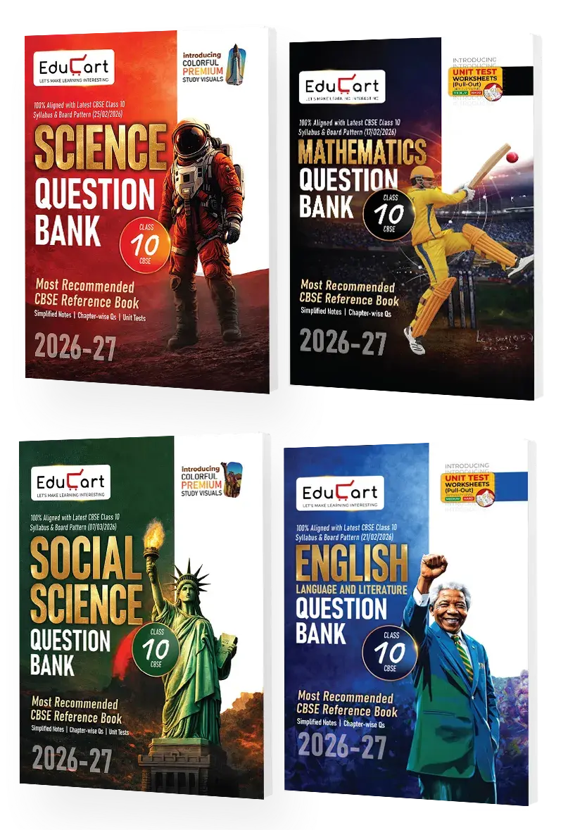 Educart CBSE Question Bank Class 10 Bundle - Science, Mathematics, Social Science and English on New Syllabus 2026-27