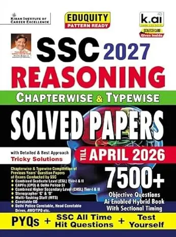 SSC Reasoning Chapterwise & Typewise PYQs Eduquity Pattern Ready with Latest Approach Explanations PYQs + SSC All Time Hit & Test Yourself Total 7500+ Questions (English Medium) (6016)